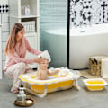 Miniatyrbillede 2 af 11: Rootz Foldbart babybadekar - Vask - NU -SLIP BOADTUB - Komfortabel badekude - 80,5 cm x 55 cm x 20 cm (gul)
