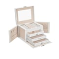 Miniatyrbillede 1 af 7: Rootz smykkeskrin - smykkeskrin - smykkeopbevaring - 4 niveauer - 3 skuffer - Hvid - Fløjl - 22,5 x 17,5 x 16,5 cm