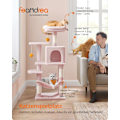 Miniatyrbillede 2 af 6: Rootz Jelly Pink Cat kradsestolpe - Kattetræ - Katteklatrestativ - Spånplade Plys Sisal - 45cm x 35cm x 112cm - Robust konstruktion - Multi-Cat Hushol