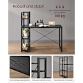 Pikkukuva 5 / 7: Rootz Ebony Black Desk - Työpöytä - Työpiste - Lastulevy ja teräs - Tilava - Tukeva - Helppo koota - 56cm x 120cm x 120cm