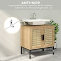 Miniatyrbillede 7 af 10: Rootz badeværelse skab - Boho Design - Sink Storage Unit - Rattan Elements - Passer under vask - Brun - 60x39x60 cm