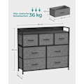 Miniatyrbillede 7 af 9: Rootz kommode med 3 skuffer - Opbevaringsskab - Grå sort trækorn - Spånplade Stål Non-Woven stof - Store skuffer - 28,5 cm x 98 cm x 85 cm - 12,8 kg V