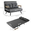 Miniatyrbillede 3 af 10: Rootz 2-personers fløjlssovesofa - sovesofa - sovesofa - Justerbart ryglæn - tyk polstring - 102 cm x 73 cm x 81 cm (sofa) / 183 cm x 98,5 cm x 26 cm