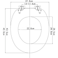 Miniatyrbillede 7 af 8: Rootz trætoiletsæde - Blødt lukkende MDF toiletlåg - Antibakteriel finish - Universal O-formet - 43,8 cm x 37,8 cm - Grå træmønster