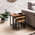 Pikkukuva 2 / 7: Rootz 3 Design sivupöydät Sheesham Nesting Pöydät metallijalat - Placematto 3 kpl Materialmix - Anstellische massiivipuuta