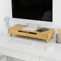 Miniatyrbillede 3 af 6: Rootz Bamboo Monitor Riser Stand med 2 skuffer - Skrivebordsorganisering - Tastaturopbevaring - Skridsikre fødder - Ergonomisk design - 56cm x 12cm x