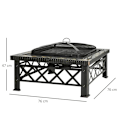 Miniatyrbillede 3 af 11: Rootz 3-in-1 Fire Pit - Fire Pit with Spark Guard - Grill Grate - Ice Bucket - Garden - BBQ - Black 76 x 76 x 47 cm