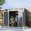 Pikkukuva 2 / 10: Rootz 2,4 x 1,3 metrin puutarhatalo - Shed - Storage Unit - sää- ja UV -kestävät - 238 cm x 125 cm x 165/183 cm - harmaa