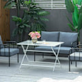 Miniatyrbillede 2 af 5: Rootz Havebord - Stort spisebord - Metal - Hærdet glas - Hvid - 110 cm x 70 cm x 70 cm