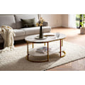 Miniatyrbild 3 av 7: Rootz Modern Design rektangulärt soffbord - Soffbord - Marmorlook - Vit & Guld - Förvaringsområde - Elegant stil - Robust metallram - 100cm x 60cm x 4