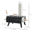 Pikkukuva 3 / 6: Rootz-pizzauuni - Puulämmitteinen uuni - 1 pizzakuori - Säänkestävä - 1 pizzakivi - Liukumattomat matot - Ruostumaton teräs - Musta - 81 x 40 x 72 cm