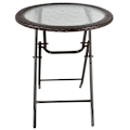 Miniatyrbillede 5 af 5: Rootz Havebord - Folderundt - Hærdet glas - Bordplade - Stålstel - Rattan Decor - Brun - 68 x 68 x 73 cm