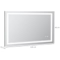 Miniatyrbild 3 av 4: Rootz badrumsspegel med ledbelysning - Minnesfunktion - Touch Switch - Stänksäker - Aluminiumlegering - Silver - 100L x 60W x 3,2H cm