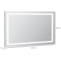 Miniatyrbillede 3 af 4: Rootz Badeværelsesspejl med Led-belysning - Hukommelsesfunktion - Touch Switch - Sprøjtsikker - Aluminiumslegering - Sølv - 100L x 60W x 3,2H cm