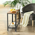 Miniatyrbillede 6 af 6: Rootz Sidebord - Sidebord i industriel stil med hylde - Accentbord - Sengebord - Dekorativt sidestativ - Endebord til stuen - Spånplade - Stål - Vinta