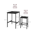 Miniatyrbillede 3 af 7: Rootz Bar Bordsæt - Bistro Bordsæt - Pubbord og stole - Spånplader og stål - 60cm x 60cm x 90cm - 30cm x 40cm x 65cm - 19,1kg
