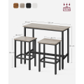 Pikkukuva 6 / 6: Rootz 3-osainen baaripöytäsetti - Pub-pöytä - Tason korkeuspöytä - Lastulevy ja teräs - Greige kirjava muste - 100 cm x 40 cm x 90 cm - 40 cm x 30 cm