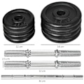 Pikkukuva 7 / 7: Rootz-käsipaino - 2-in-1 -käsipaino - Käsipainon kahva - Tanko - 8 painolevyä - Ruosteenkestävä - 20 kg - Rauta - Musta - 95 x 16 x 16 Hcm
