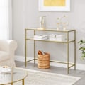 Miniatyrbillede 3 af 9: Rootz Konsolbord - Sidebord - 2 niveauer - Hærdet glas - Metalstel - Justerbare ben - Guld - 100 x 35 x 80 cm