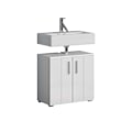 Miniatyrbillede 1 af 7: Rootz Vanity Unit - Bathroom Cabinet - Under-Sink Storage - Washstand - Bath Organizer - Sink Console - Base Cabinet - White with High Gloss Finish -