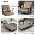 Miniatyrbillede 4 af 9: Rootz sovestol - Cabriolet sovesofa - Justerbart ryglæn - Robust stålstel - Plys polstring - Lysebrun - 63W x 73D x 81H cm