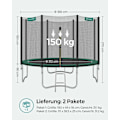 Pikkukuva 7 / 8: Rootz 366cm trampoliini - puutarhatrampoliini - ulkotrampoliini - galvanoitu teräsrunko - turvaverkko - EPE-vaahtopehmuste - 366cm x 90cm - musta-vihr