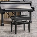 Miniatyrbillede 2 af 5: Rootz klaverbænk - Elegant design - Skjult - Sortmalet træ - Opbevaringsskammel - Justerbar sædehøjde - Kunstlæder - Sort - 63L x 35W x 46-56H cm