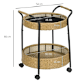 Miniatyrbillede 3 af 6: Rootz udendørs serveringsvogn - 2 niveaus bremser - polyrattan - metalramme - stål-PE rattan - gul-sort - Φ50 x 66H cm