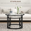 Miniatyrbillede 4 af 10: Rootz sæt med 2 sideborde - Industrielt design - Stabelbare borde - Pladsbesparende - Holdbar og nem at rengøre - Stabil base - Ø70 x 47,5H cm (Stor)