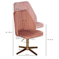 Miniatyrbillede 4 af 7: Rootz skrivebordsstol pink fløjl design drejestol med ryglæn - skalstol 120 kg højdejusterbar - Worchair uden hjul - Stol skrivebord hjemmekontor Rote