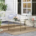 Miniatyrbillede 5 af 6: Rootz sofabord - Rundt sofabord med glasoverflade - Rundt sidebord - Sidebord af metalben - Stilfuldt rundt sidebord - Hærdet glas - Guld - 84 x 84 x