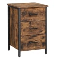Miniatyrbillede 1 af 9: Rootz Sengebord - kommode - sidebord - 3 skuffer - industrielt - brun - sort - forarbejdet træ - metal - 40 x 40 x 60 cm