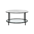 Miniatyrbillede 1 af 8: Rootz White Marble Look Sofabord - Moderne Bord - Spånplade stålramme - Hærdet glasplade - Stilfuldt design - Letvægts - Nem montering - 80 cm x 44,5