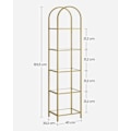 Miniatyrbild 8 av 10: Rootz 5-vånings metallic guld Transparent glashylla - Displayställ - Förvaringsställ - Härdat glas - Stålram - 30,2 cm x 40 cm x 183,5 cm - Lättvikt -