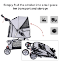 Miniatyrbillede 6 af 7: Rootz Dog Stroller - Pet Stroller - Dog Buggy - Foldable Pet Stroller - Dog Travel Buggy - Compact Pet Carriage - Silver - 75L x 45W x 97H cm