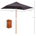 Miniatyrbillede 3 af 7: Rootz Parasol - Sammenklappelig haveparasol - Strandparasol - 3-trins Justerbar - Grantræ + Polyester - Mørkegrå - 200 x 150 x 230 cm