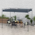 Miniatyrbillede 2 af 8: Rootz erstatningstag - Pergola tag - Solskærmsdæksel - Udtrækbart - Havepavillon - Nem montering - Polyester - Grå - 286cm x 245cm x 16cm