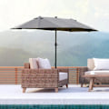 Miniatyrbillede 2 af 8: Rootz Dobbeltsidet Parasol - Parasol - Parasol - Med LED Solar Lights - Mørkegrå - 440 x 260 cm