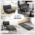 Miniatyrbillede 4 af 11: Rootz Sofa Bed - Justerbar ryglæn - Åndbart stof - Integreret nakkestøtte - 76L x 75W x 56H cm (gulvstol) - Grå