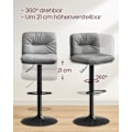 Miniatyrbillede 9 af 10: Rootz Grey 2-delt sæt barstole - Bordskamler - Køkkenø-sæder - PU-materiale - Metalramme - Skumpolstring - Justerbar højde - Kompakt design - Ergonomi