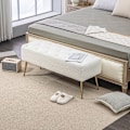 Miniatyrbillede 2 af 10: Rootz sengebænk med imiteret lammeuldsbetræk - Polstret bænk - Soveværelsesbænk - Tyk polstring - Stålben - Cremefarvet - 112 cm x 41 cm x 46 cm
