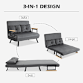 Miniatyrbillede 4 af 10: Rootz 2-personers fløjlssovesofa - sovesofa - sovesofa - Justerbart ryglæn - tyk polstring - 102 cm x 73 cm x 81 cm (sofa) / 183 cm x 98,5 cm x 26 cm