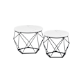 Miniatyrbillede 1 af 8: Rootz 2-delt sæt sideborde - Hvid-sorte spånplade stålborde - Store små borde - Letvægts holdbart design - Nem montering - 50 cm x 40 cm x 40 cm - 40
