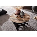 Miniatyrbild 6 av 7: Rootz soffbord 60x34x60 cm Mango massivt trä - metall Industriell svart rund - Soffbord Vardagsbord massivt - Litet bord soffbord vardagsrum