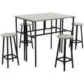 Miniatyrbillede 7 af 7: Rootz industrielt barbordssæt - 6 stykker - 2 borde og 4 barstole - Grå + Sort - Spånplade - Stål - 100L x 40W x 90H cm