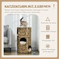 Miniatyrbild 4 av 10: Rootz Cat Scratching Barrel - Cat Tower - Feline Hideout - Viewing Platform - Water Hyacinth - 40cm x 73cm - Dark Brown
