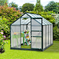 Miniatyrbillede 10 af 11: Rootz Drivhus - Klart Polycarbonat Drivhus - Stort Walk-in Green House - Aluminiumslegering/PC-plade - Grøn/Transparent - 190L x 252W x 201H (cm)