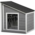 Miniatyrbild 1 av 4: Rootz Dog Kennel - Massivt trä - Väderbeständig - Asfalttak - Grå + Vit - 71cm x 58cm x 77cm