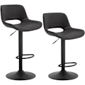 Miniatyrbillede 1 af 9: Rootz Barstol i imiteret læder - Vintage barstol - Vandtæt og ergonomisk - Justerbar højde - 48 cm x (85-105,5 cm) x 49 cm