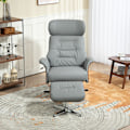 Miniatyrbild 9 av 11: Rootz Relaxationsstol med avföring - Reclining Chair - Swivel TV -stol - 135 ° Tiltfunktion - 80W x 84d x 108h cm - Grå